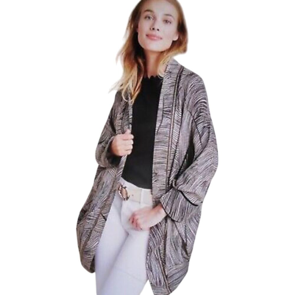 Anthropologie gray patterned open-front cardigan